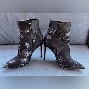 Gianvito Rossi Black Suede Paisley Ankle Boot